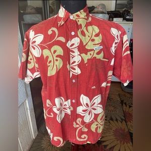 PreOwned T&C Surf Designs Hawaiian Print  Men's Large Red Button Up